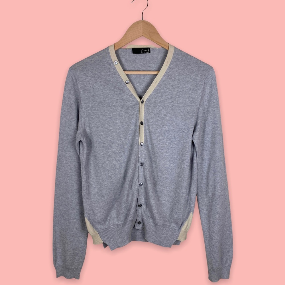 Nanibon Colorblock Button Front Cotton Cardigan